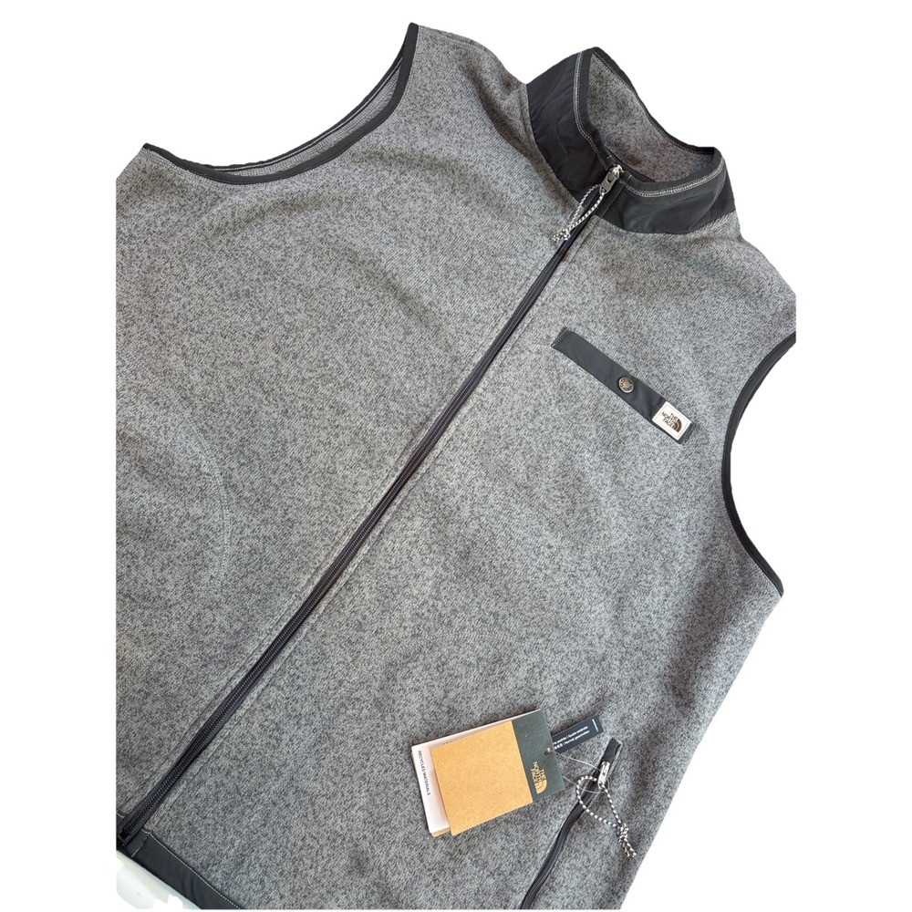 The North Face Fleece Zip Up Vest TNF Grey Mens XXL Outdoor NWT